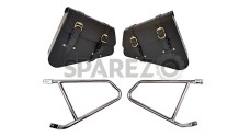 Royal Enfield GT Continental 650 Pannier Bags Pair & Mounting Rails Chrome